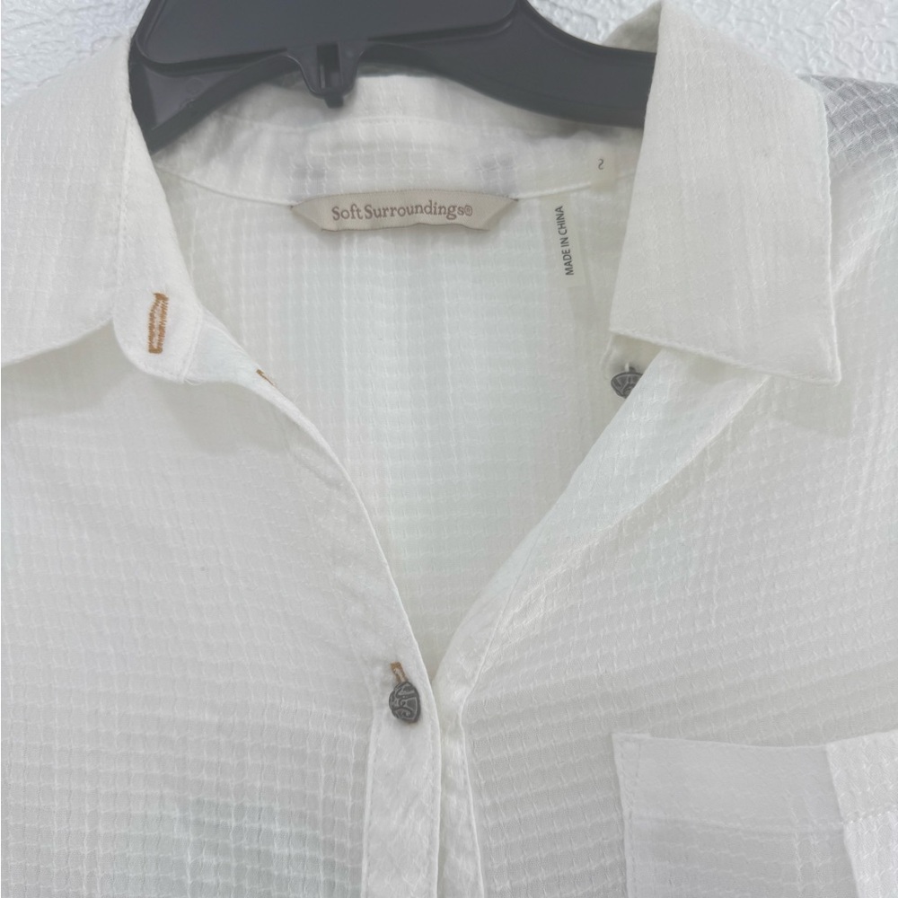 Soft Surroundings Textured Cream Blouse